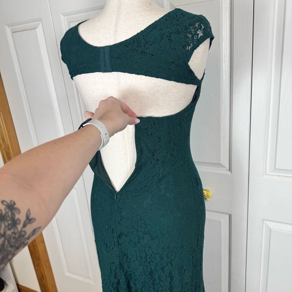 Lulu's Green Lace Maxi Dress - Picture 5 of 14